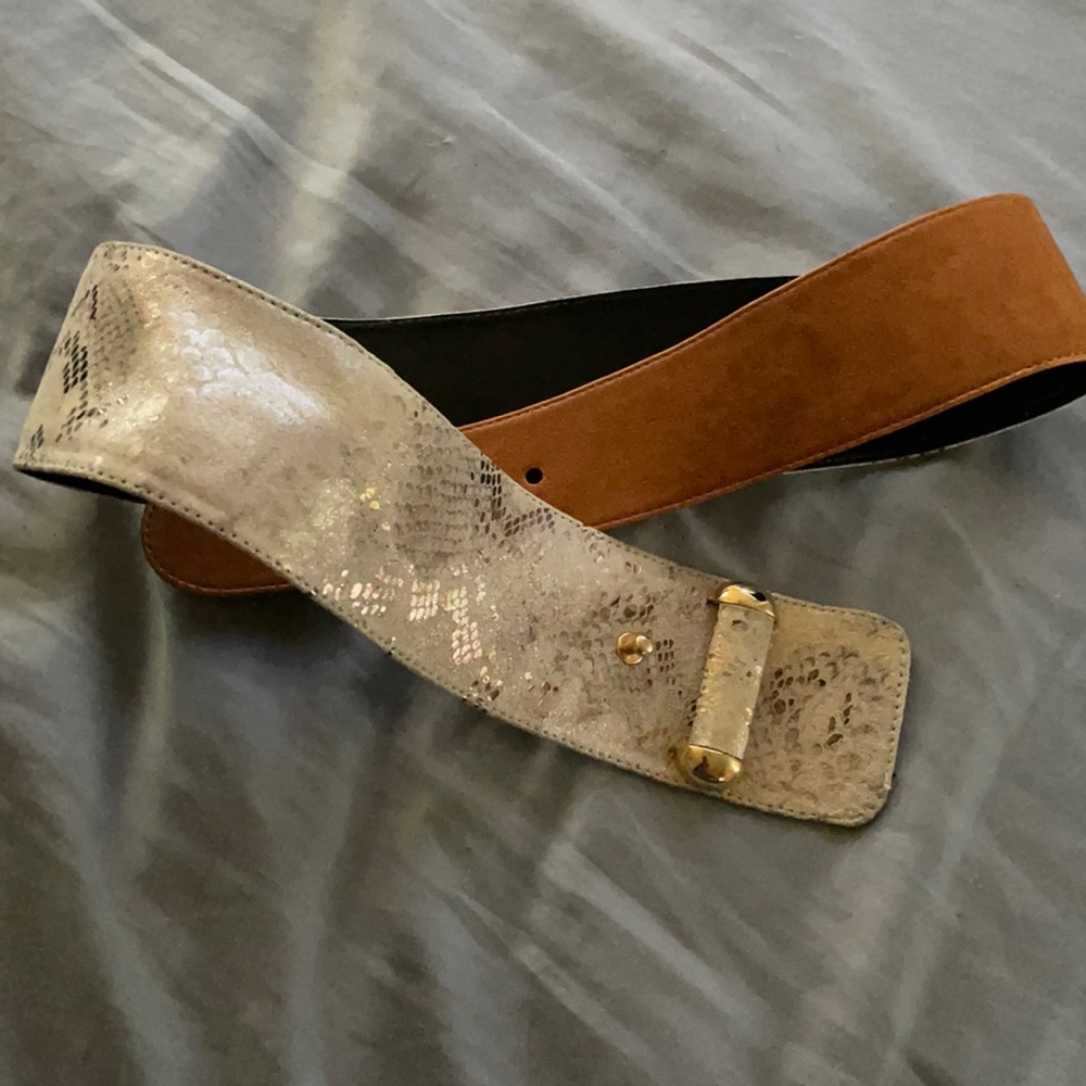 COPY - New Raina snake skin gold and tan belt.